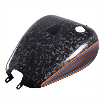 Advanblack Daybrake Inferno Gray Glossy Black Forged Carbon Fiber Fuel Tank Shell Cover for 2020-Later Softail Low Rider S/ ST