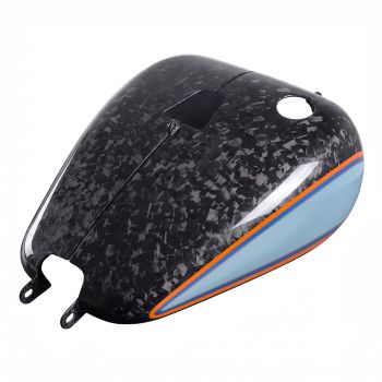 Advanblack Daybrake Sharkskin Blue Glossy Black Forged Carbon Fiber Fuel Tank Shell Cover for 2020-Later Softail Low Rider S/ ST