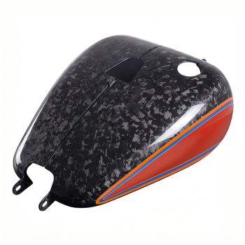Advanblack Daybrake Whiskey Firestorm with Flames Glossy Black Forged Carbon Fiber Fuel Tank Shell Cover for 2020-Later Softail Low Rider S/ ST