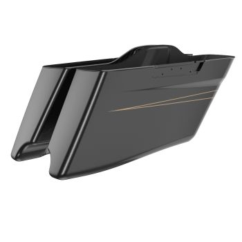 Advanblack Black Quartz CVO Style Tapered Stretched Extended Saddlebag Bottoms for Harley Davidson 2014+ Touring