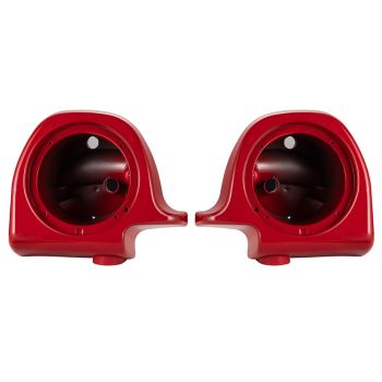 Advanblack Color-Matched Scarlet Red 6.5" Speaker Pods for 83'- 13' Lower Fairing Vented Harley Davidson Touring