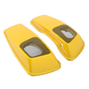 Chrome Yellow Hard Saddlebag Speaker Lids Cover for 2014+ Harley Davidson Touring