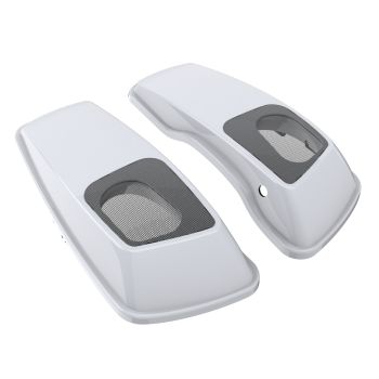 Advanblack Crushed Ice Pearl Hard Saddlebag Speaker Lids Cover for Harley Touring '14-'21