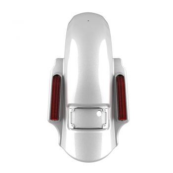 Advanblack Dual Cutout White Hot Pearl Dominator Stretched Rear Fender For 2014+ Harley Davidson Touring Models