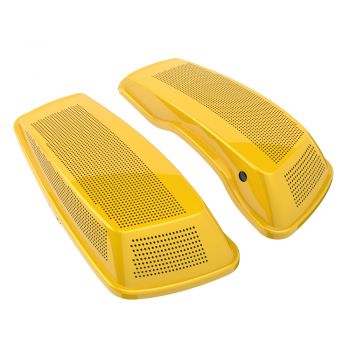 Advanblack Dual 6x9 Speaker Lids Cover for Harley 2014+ Harley Davidson Touring-Chrome Yellow