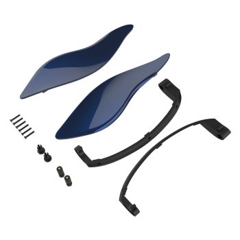 Advanblack Blue Steel Adjustable Fairing Air Deflectors for 2014+ Harley Batwing