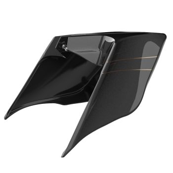 Advanblack Black Quartz ABS Stretched Extended Side Cover Panel Black Quartz for 2014+ Harley Davidson Touring(With Pale Gold Pinstripes)