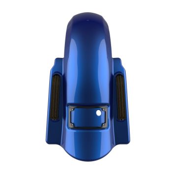No Cutout Flame Blue Pearl  Dominator Stretched Rear Fender For '09-'13 Harley Davidson Touring Models-Big Blue Pearl