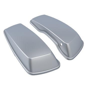 Advanblack Barracuda Silver Denim Standard Normal Stretched Saddlebag Lids for Harley Davidson Touring 2014+-
