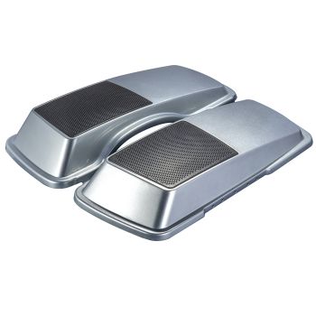 Advanblack Brilliant Silver 6 x 9 Saddlebag Speaker Lids for Harley Davidson Touring '06-'13