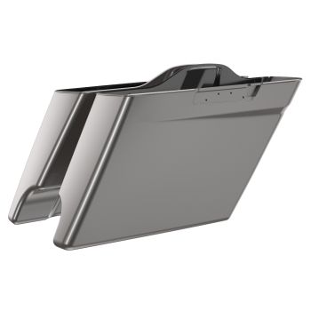 Advanblack Dual Cutout Billet Silver 4.5" Stretched Extended Saddlebags for 2014+ Harley Davidson Touring