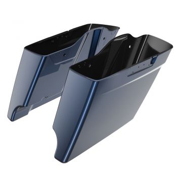 Advanblack Blue Steel Dual Cutout 4.5" Stretched Extended Saddlebags for 2014+ Harley Davidson Touring