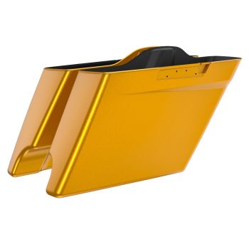 Advanblack Prospect Gold Dual Cutout 4.5" Stretched Extended Saddlebags for 2014+ Harley Davidson Touring