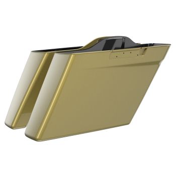 Advanblack Olive Gold No Cutout Stretched Extended Saddlebag Bottoms for Harley Davidson 2014+ Touring