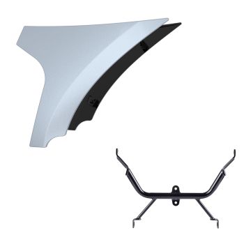 Atlas Silver Metallic Side Spoiler Panel Fairings with Support Bracket for '23.5-'25 Harley Road Glide 