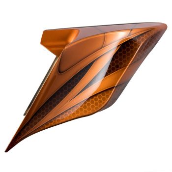 Advanblack Ravager Series Airbrushed Amber Whiskey Stretched Extended Side Cover Pannel for 2014+ Harley Davidson Touring