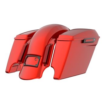 Whiskey Fire  stretched Bags, Lids Black Latch Hardware for '23-'24 Harley Touring CVO & 2024 Street Glide, Road Glide