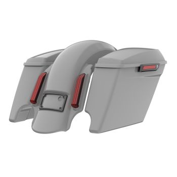 Billiard Gray stretched Bags, Lids Black Latch Hardware for '23-'24 Harley Touring CVO & 2024 Street Glide, Road Glide