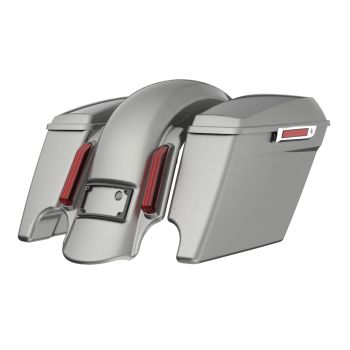 Mercury Silver stretched Bags, Lids Color Matched Latch Hardware for '23-'24 Harley Touring CVO & 2024 Street Glide, Road Glide