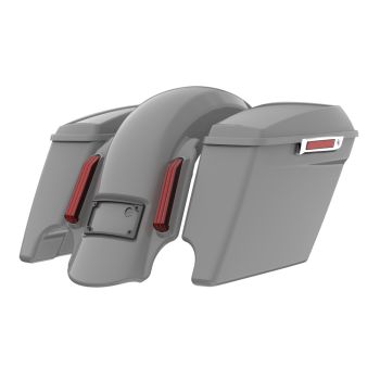 Dark Billiard Gray stretched Bags, Lids Chrome Latch Hardware for '23-'24 Harley Touring CVO & 2024 Street Glide, Road Glide