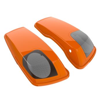 Baja Orange 5x7 Saddlebag Speaker Lids for Harley Davidson Touring 2014+