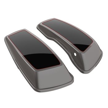 Billet Silver and Vivid Black STANDARD NORMAL SADDLEBAG LIDS FOR HARLEY DAVIDSON TOURING 2014+