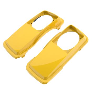 Advanblack Chrome Yellow 6 x 9 Saddlebag Speaker Lids Cover for Harley Davidson Touring '06-'13