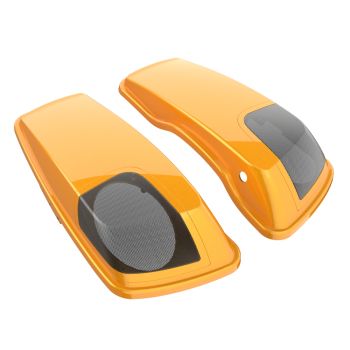 Chrome Yellow Pearl 5x7 Saddlebag Speaker Lids for Harley Davidson Touring 2014+