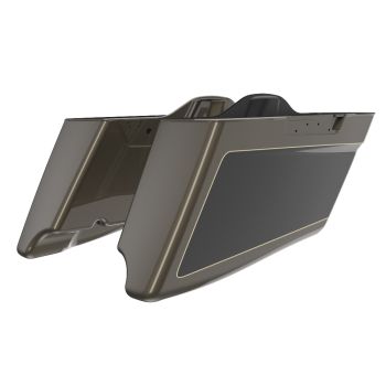 M8 Special Style Two Tone River Rock Gray and Vivid Black CVO Style Tapered Stretched Extended Saddlebag Bottoms for Harley Davidson 2014+ Touring