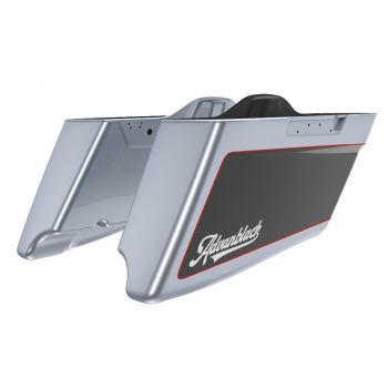 M8 Special Style Two Tone Brilliant Silver and Vivid Black CVO Style Tapered Stretched Extended Saddlebag Bottoms for Harley Davidson 2014+ Touring