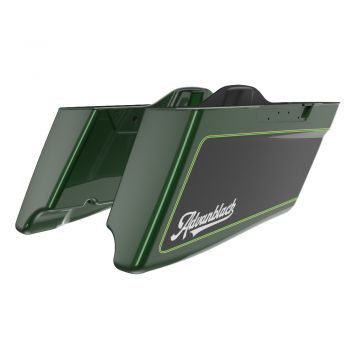 M8 Special Style Two Tone Deep Jade Pearl and Vivid Black CVO Style Tapered Stretched Extended Saddlebag Bottoms for Harley Davidson 2014+ Touring