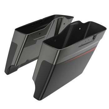 Advanblack Dark Alloy Dual Cutout 4.5" Stretched Extended Saddlebags for 2014+ Harley Davidson Touring