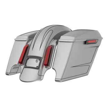 Dark Platinum stretched Bags, Lids Black Latch Hardware for '23-'24 Harley Touring CVO & 2024 Street Glide, Road Glide
