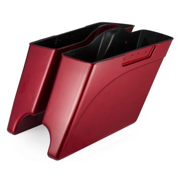 Advanblack Dual Cutout Ember Red Sunglo Stretched Saddlebags Bottoms for Harley '93-'13 Touring