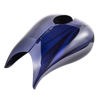 Advanblack Ravager Series Airbrushed Stretched Tank Cover for Harley 2008-2021 Street Glide &amp; Road Glide -Zephyr Blue