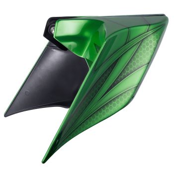 Advanblack Ravager Series Airbrushed Stretched Extended Side Cover Pannel for 2014+ Harley Davidson Touring-Radioactive Green