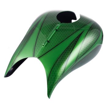 Advanblack Ravager Series Airbrushed Stretched Tank Cover for Harley 2008-2021 Street Glide &amp; Road Glide -Radioactive Green