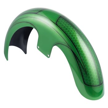 Advanblack Ravager Series Airbrushed 21" Reveal Wrapper Hugger Front Fender For ''86-''21 Harley Touring Models -Radioactive Green