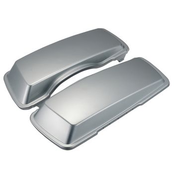 Advanblack Brilliant Silver Saddlebag Lids Cover for Harley Davidson FLH FLHTC Road Electra Glide