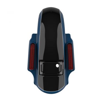 Reef Blue and Vivid Black DOMINATOR STRETCHED REAR FENDER FOR 2014+ HARLEY DAVIDSON TOURING