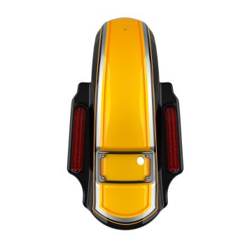 Hightail Yellow Pearl Dual Cutout Dominator Stretched Rear Fender For 2014+ Harley Davidson Touring Models
