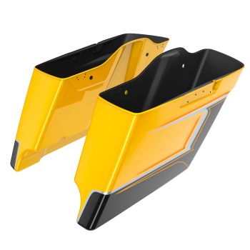 Advanblack Hightail Yellow Pearl Dual Cutout 4.5" Stretched Extended Saddlebags for 2014+ Harley Davidson Touring