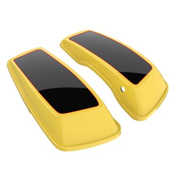 Advanblack Industrial Yellow Standard Normal Stretched Saddlebag Lids for Harley Davidson Touring 2014+