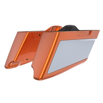 M8 Special Style Two Tone Amber Whisky and Brilliant Silver CVO Style Tapered Stretched Extended Saddlebag Bottoms for Harley Davidson 2014+ Touring