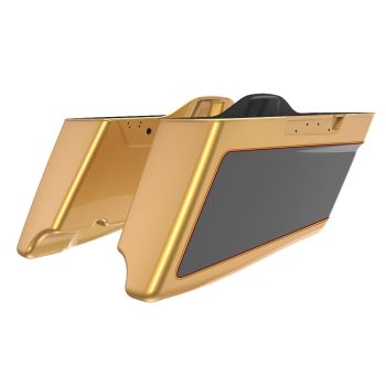 M8 Special Style Two Tone Black Hills Gold and Black Quartz CVO Style Tapered Stretched Extended Saddlebag Bottoms for Harley Davidson 2014+ Touring