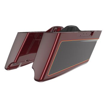M8 Special Style Two Tone Mysterious Red Sunglo and Blackened Cayenne CVO Style Tapered Stretched Extended Saddlebag Bottoms for Harley Davidson 2014+ Touring