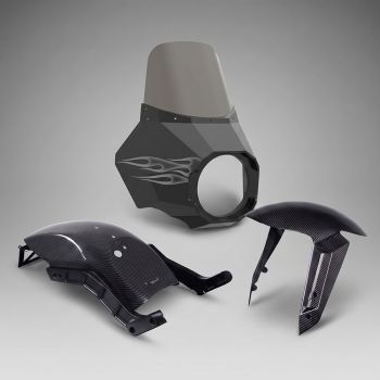 Advanblack Color-Matched HEX Fairing & Carbon Fiber Front/Rear Fender with CNC Struts Combo Kit for Harley ‘20-’26 Softail Low Rider S/ST