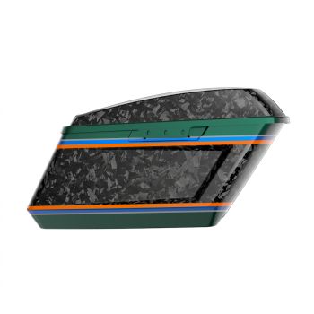 Advanblack Daybrake Alpine Green Glossy Black Forged Carbon Fiber Holeshot Chopped Saddlebags Bottoms and Lids Kit