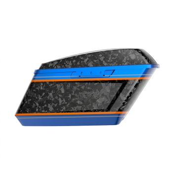 Advanblack Daybrake Blue Burst Glossy Black Forged Carbon Fiber Holeshot Chopped Saddlebags Bottoms and Lids Kit