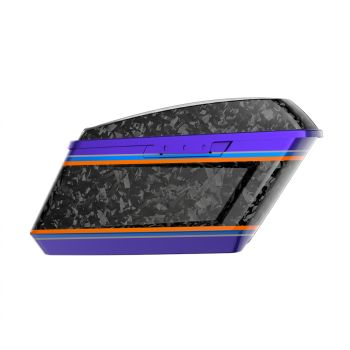 Advanblack Daybrake Blue Streak Glossy Black Forged Carbon Fiber Holeshot Chopped Saddlebags Bottoms and Lids Kit